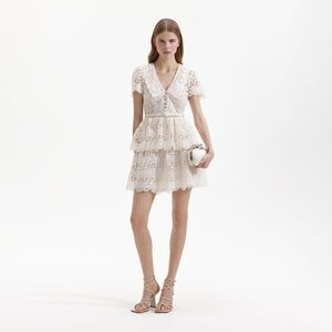 SELF PORTRAIT CREAM COLLAR MINI DRESS